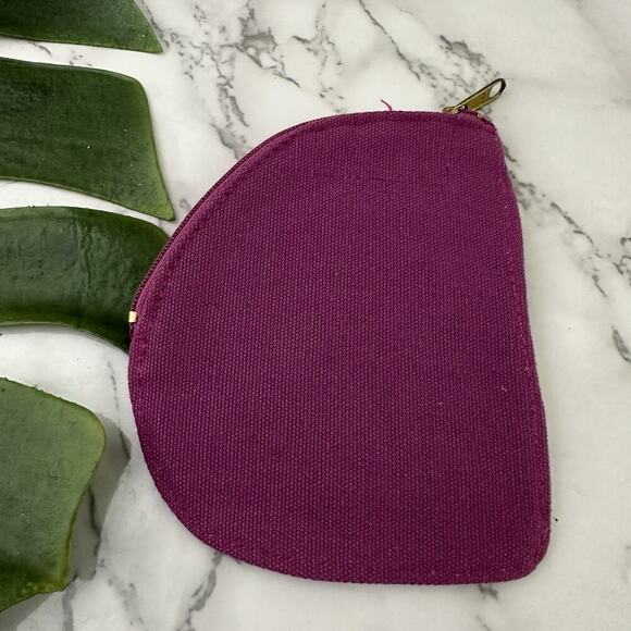 Laurel Burch Vintage Y2k Coin Purse Canvas Pouch Purple Cat Art Small Jungle - Picture 2 of 4